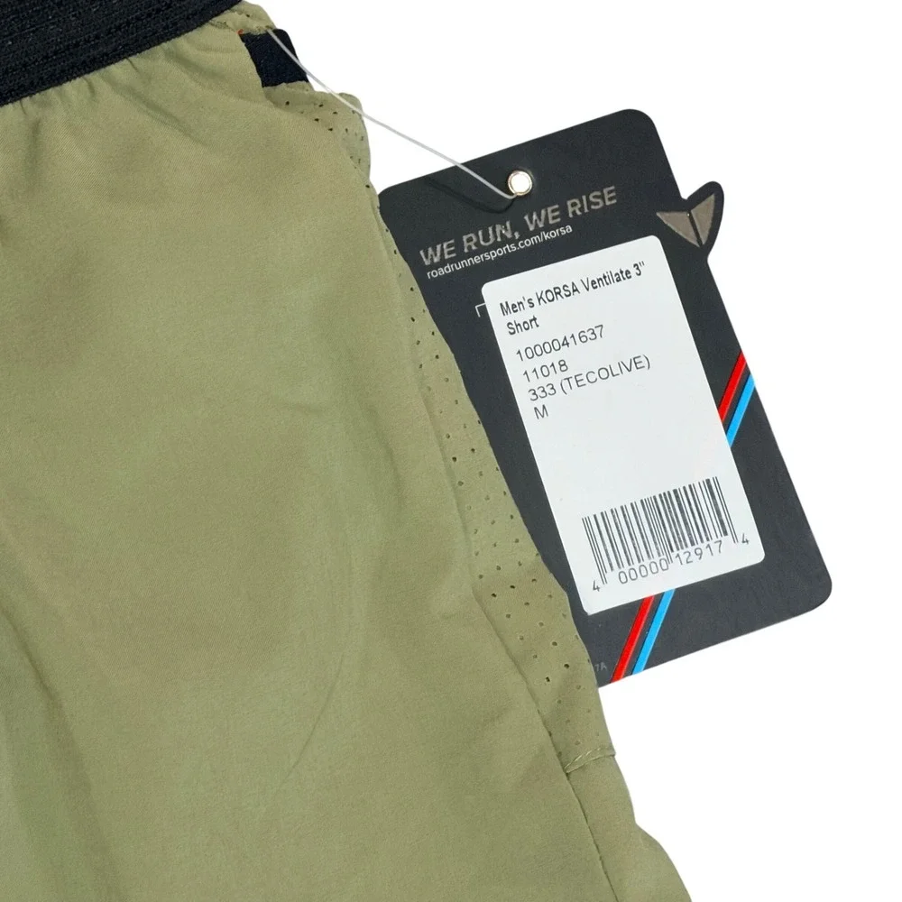 Korsa Running Shorts Mens Medium Olive Green Performance Road Runner Sports NWT